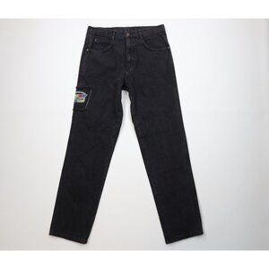 Deadstock Vtg 80s 90s Cadillac Mens 34x32 Spell Out Straight Leg Jeans Black USA